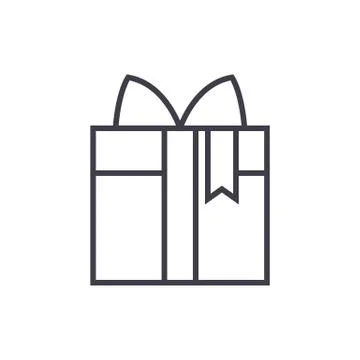 Giftbox vector line icon, sign, illustration on background, editable strokes Illustrazione stock