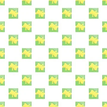 Gifting boxes seamless pattern and green yellow bows Stock Illustration