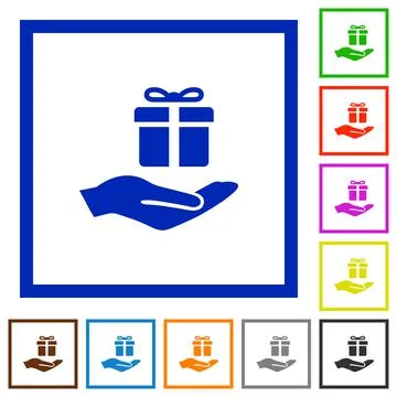 Gifting flat framed icons Stock Illustration