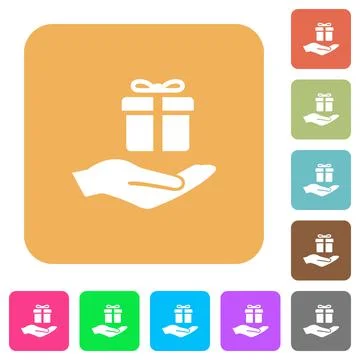 Gifting rounded square flat icons Stock Illustration