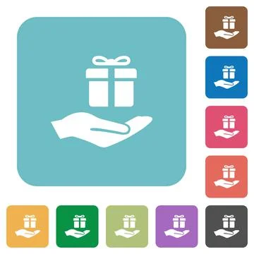 Gifting rounded square flat icons Stock Illustration