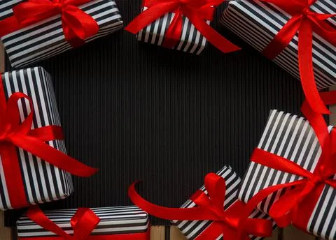 Gifts on the black background Stock Photos