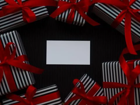 Gifts on the black background Stock Photos