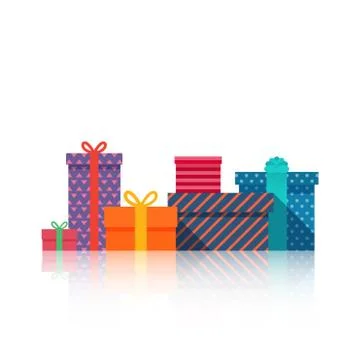Gifts boxes Beautiful present box with bow. Gift box icon. Gift symbol. Chris Stock Illustration
