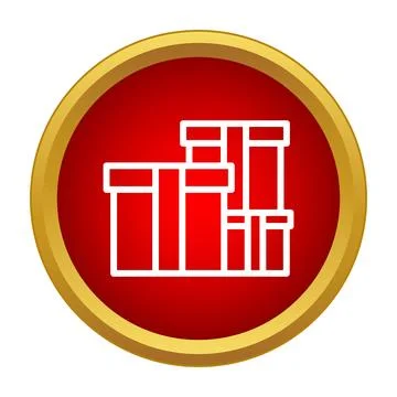 Gifts boxes in gold ring red circle icon Stock Illustration