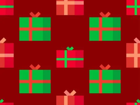 Gifts boxes seamless pattern. Christmas gift boxes with colorful ribbons. X.. Stock Illustration