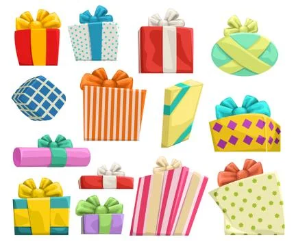 Gifts group on white Stock Illustration