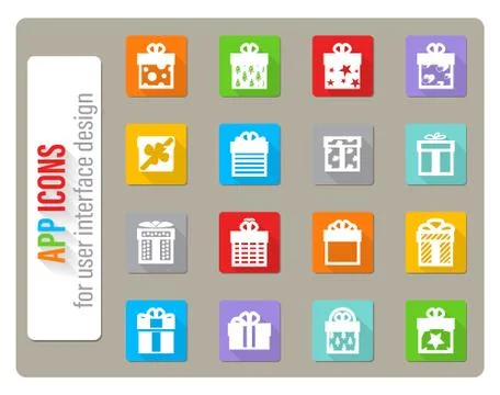 Gifts icon set Stock Illustration