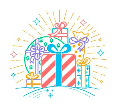 Gifts, linear style Stock Illustration
