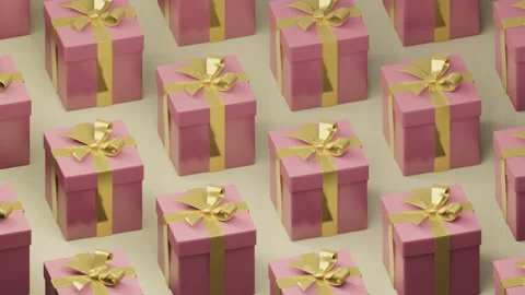 Gifts or present boxes rotation, spinning pattern animation. Golden 스톡 동영상 155728211