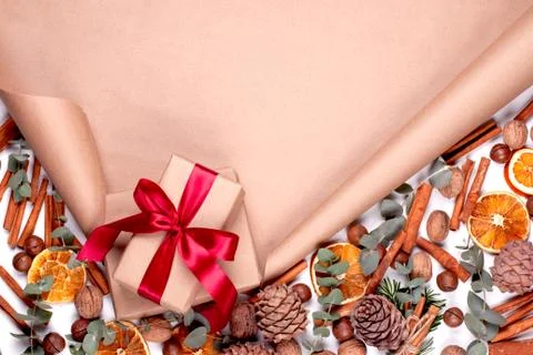 Gifts on paper scroll Foto stock