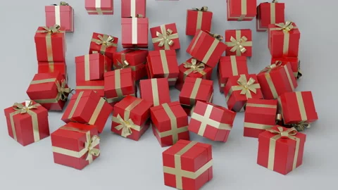 Gifts, present boxes randomly falling down animation Stockbeeldmateriaal 157425068