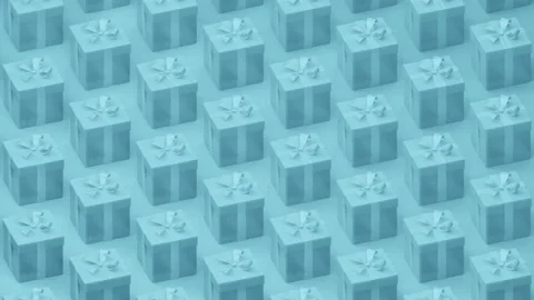 Gifts, present boxes simple animation. Blue colored paper bow dynamic Stockbeeldmateriaal 158746335