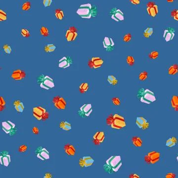 Gifts seamless pattern. present background. Holiday texture. New Year ornamen Stock Illustration