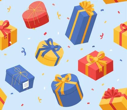 Gifts seamless pattern. Repeating design element for fabric printing. Christmas Stock Illustration