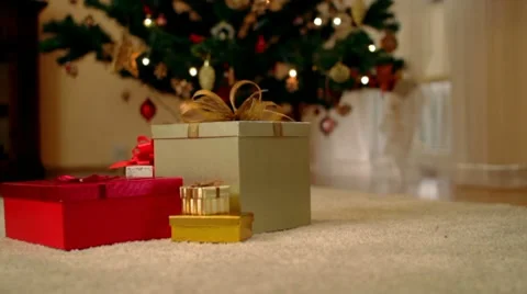 Gifts under christmas tree, dolly shot HD Stock Footage
