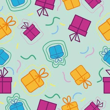 Gifts vector holiday seamless pattern Stock Illustration