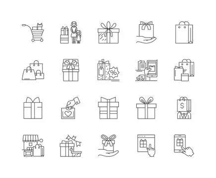 Giftware line icons, signs, vector set, outline illustration concept Stock Illustration