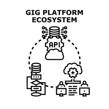 Gig platform ecosystem concept working process illustration 스톡 일러스트