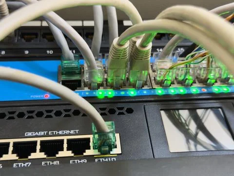 Gigabit Ethernet Network Connection Stock-Fotos