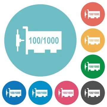 Gigabit ethernet network controller flat round icons 스톡 일러스트