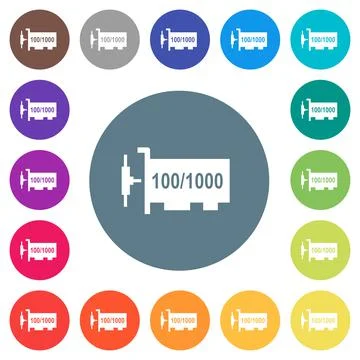 Gigabit ethernet network controller flat white icons on round color backgroun イラスト素材