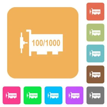 Gigabit ethernet network controller rounded square flat icons イラスト素材