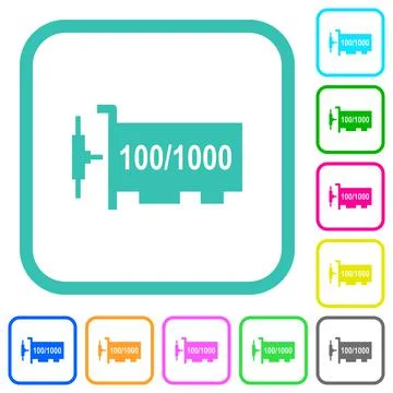 Gigabit ethernet network controller vivid colored flat icons Ilustración de archivo
