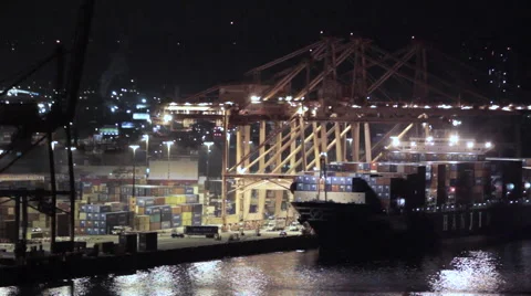 Gigantic Cargo Container docked in Seattle Stock Footage 50184724