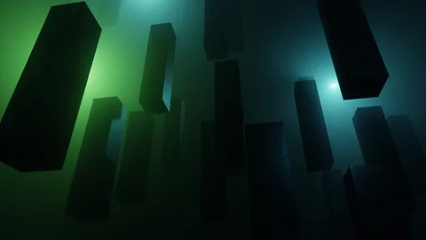 Gigantic metal monoliths in zero gravity exploding apart and shattering. Video stock 138310847