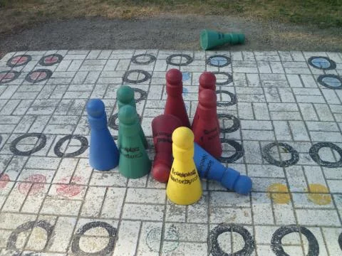 Gigantic playground game board game outdoors Stock Photos