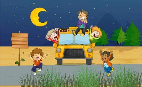 Giggling kids Stock Illustration