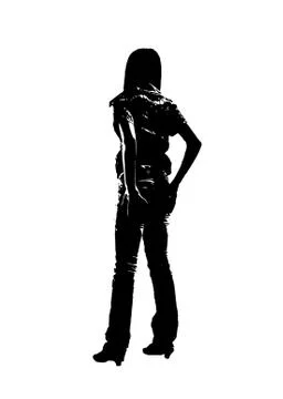 Giirl in jeans shadow Stock Illustration