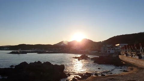 Gijang Beach at sunset Stock Footage 145711889