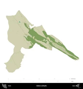 Gilan-e Gharb, Iran, isolated on white. Topographic Humanitarian Stock Illustration