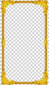 Gilded border frame is floating in flat design on transparent background with Stock Illustration