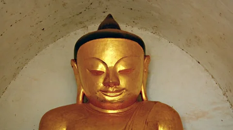 Gilded buddha statue close-up. burma, bagan Stock Footage 34828254