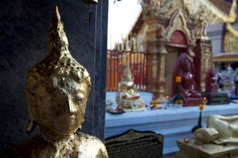Gilded Buddha statue at Wat Doi Suthep Stock Photos