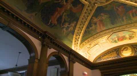 Gilded ceiling of library (2 of 2) Stock Footage 32029741