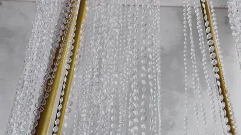 Gilded crystal chandelier close-up, camera movement Stock Footage 337644358