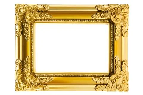 Gilded Plastic Frame Isolated on a White Background Foto stock