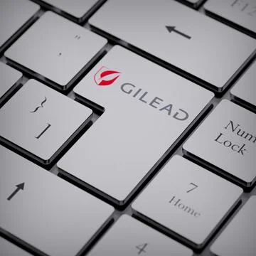 Gilead Sciences logo notebook keycap 3d illustration stock market editorial Stock-Fotos