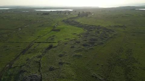 Gilgal Rephaim Drone View, Serpent Effigy Mounds, Golan Heights, Israel, 4K Stock Footage 249680027
