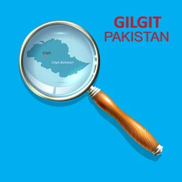 Gilgit Magnifier with a map of abstract topographic background. Vector map. 스톡 일러스트