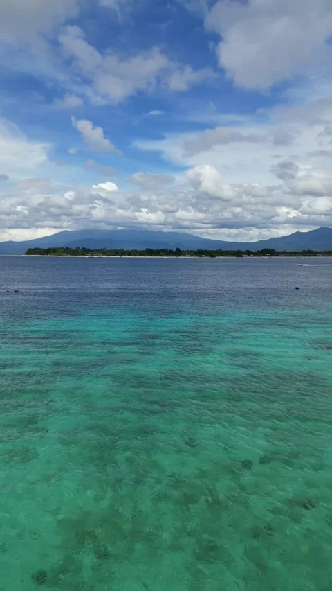 Gili islands view from ocean Stock Footage 240095965