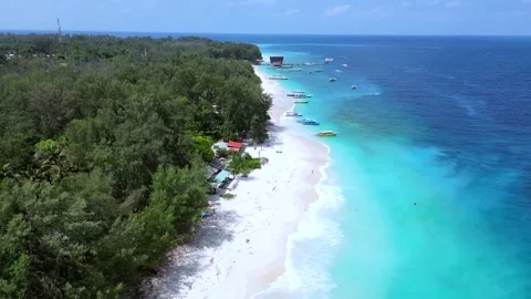 Gili meno beach Indonesia Drone Stock Footage 305253853