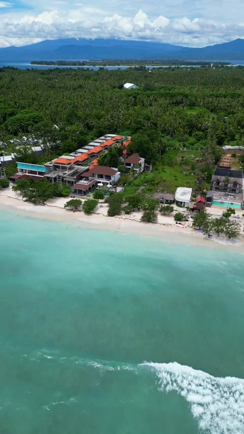 Gili trawangan drone wave Stock Footage 240094745