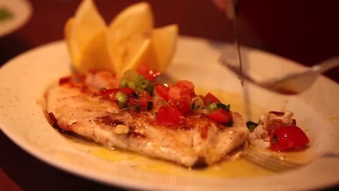 Gilt-head bream on plate Stock Footage 75007795