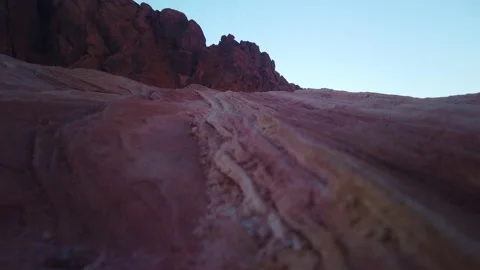 Gimbal close-up and rolling focus shot of the sandstone Fire Wave in Stock Footage 232401482