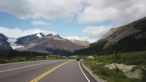 Gimbal Diving to Columbia Ice Fields in Jasper National Park Stock Footage 146969135